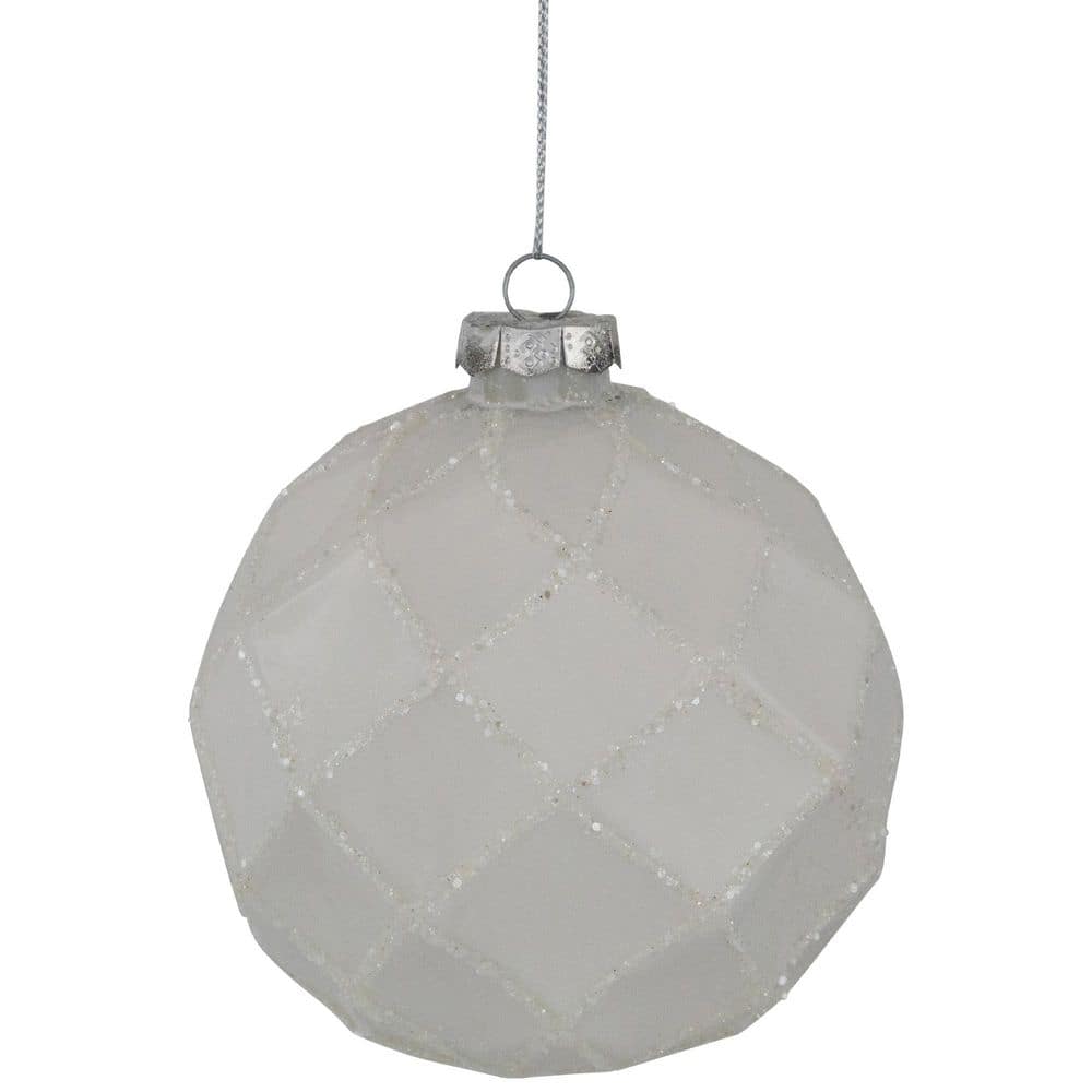 "Glittered Christmas Glass Ball Ornaments - 3.75"" (95mm) - White - 4ct" price history on PriceWatchPro