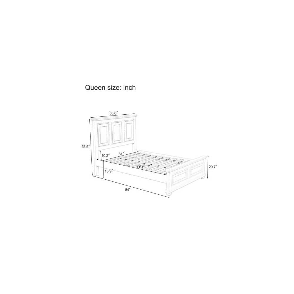Rich Brown Vintage Style Wood Frame King Size Platform Bed with Sturdy Pinewood Frame and Legs - thumbnail 3