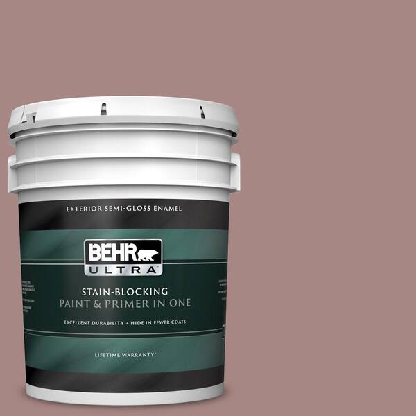 BEHR ULTRA 5 gal. #UL110-11 Regency Rose Semi-Gloss Enamel Exterior Paint and Primer in One