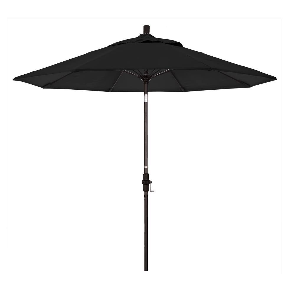 9 ft. Bronze Aluminum Market Patio Umbrella with Fiberglass Ribs Collar Tilt Crank Lift in Black Sunbrella price history on PriceWatchPro