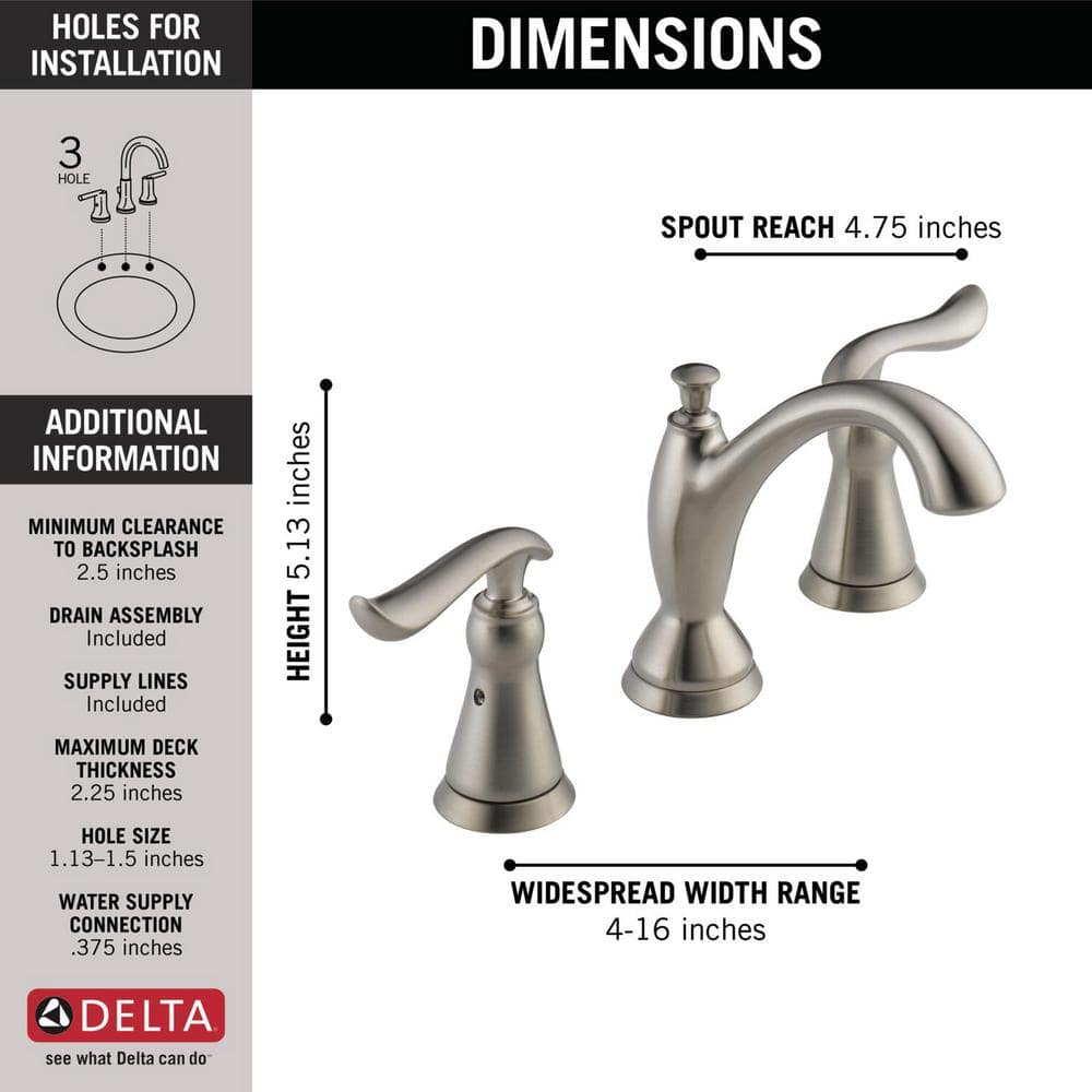 Stainless Steel Widespread Bathroom Faucet with Metal Handles