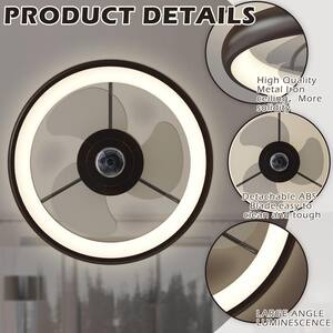 20 in. LED Indoor Brown Ceiling Fan with Lights Dimmable and Remote