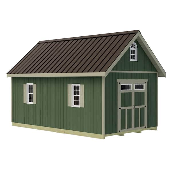 Planner's Paradise 12 ft. x 16 ft. Wood Shed Kit with Elegant Transom Doors, Loft and FortressFloor (192 sq. ft.)