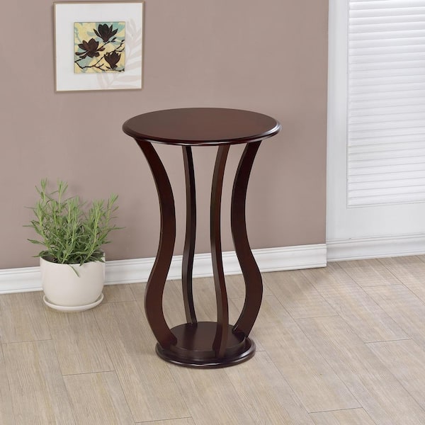 Coaster 18 in. Cherry Round Wood Accent Table with Bottom Shelf