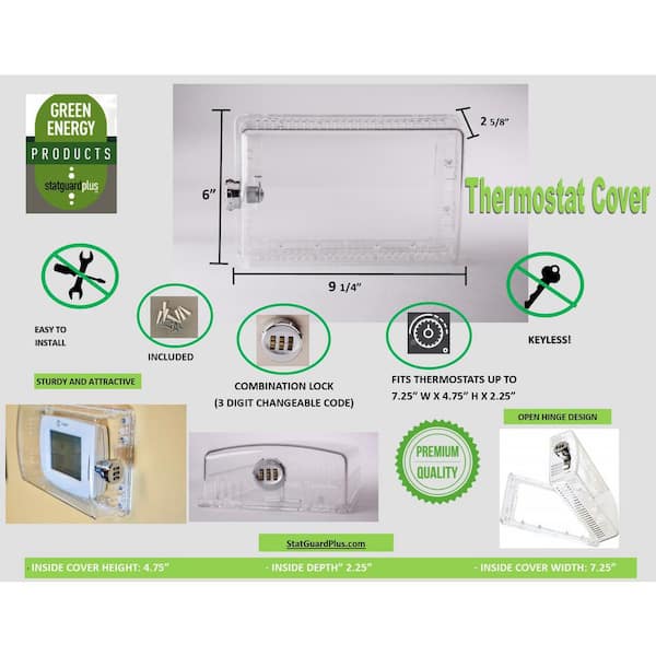 Clear Plastic Thermostat Guard - See Thru - Solid - HVAC Premium