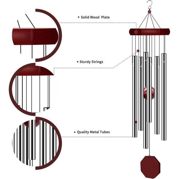 Unbranded - 2-Pack Memorial Wind Chimes Outdoor Large Deep Tone, Elegant Sympathy Personalized with 6 Tuned Tubes for Garden Patio