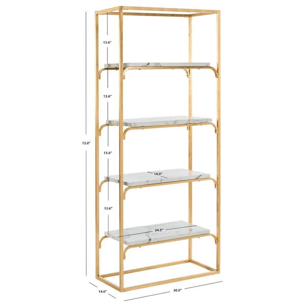 SAFAVIEH Fiora 72 in. Gold/White Metal 4-shelf Bookcase ETG6200A