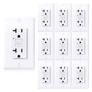 20-Amp 125-Volt GFCI Outlet, Self-Test GFI Receptacle, Duplex Outlet, Wall Plate Included, White (10-Pack)