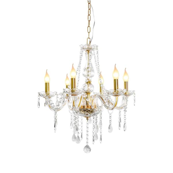 シャンデリアゴールド ALOA DECOR 13.8 in. 4-Lights Unique/Statement Glam Antique