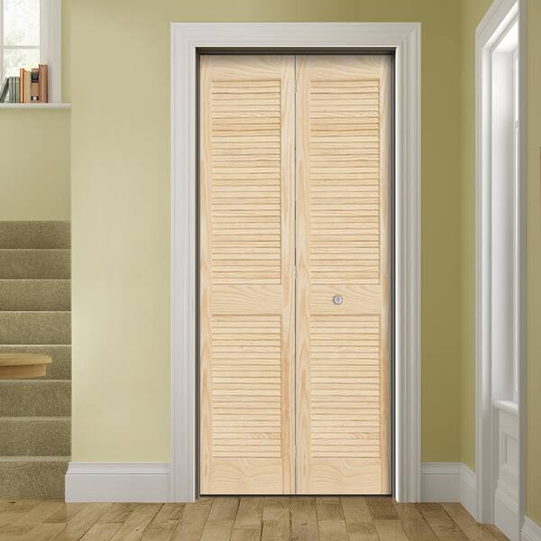 JELD-WEN 30 in. x 80 in. Woodgrain 2-Panel Full Louver Solid Core