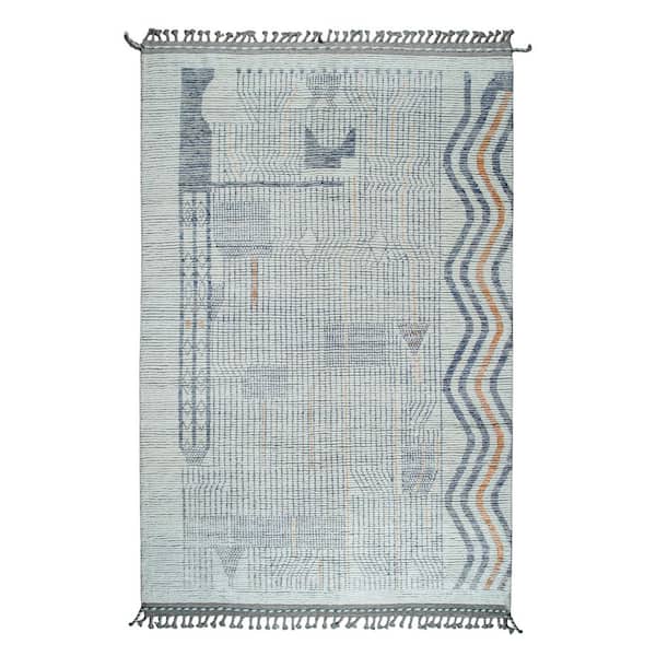 Ivory Hand-Knotted Wool Contemporary Marrakech Handspun, Timeless Elegance for Living Room, 6 ft. x 9 ft. Area Rug