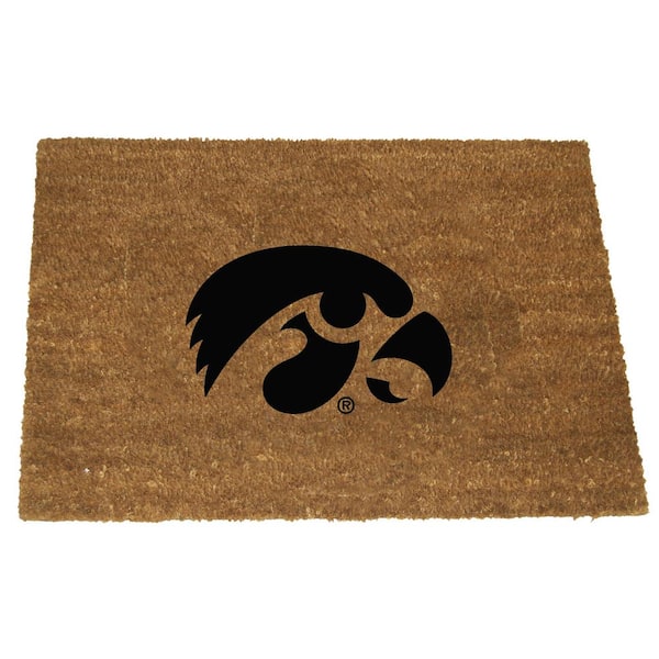 The Memory Company Iowa Brown 29.5 in. x 19.5 in. Coir Fiber Colored Logo Door Mat