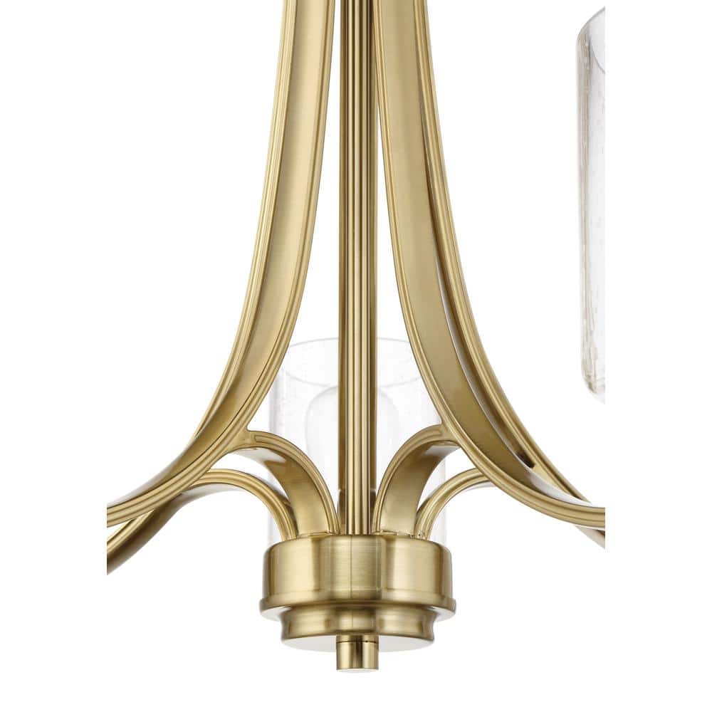 Elegant Satin Brass 5-Light Chandelier with Clear Seeded Glass