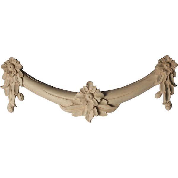 Ekena Millwork 1-3/8 in. x 16-1/8 in. x 6 in. Alder Medium Floral Swag