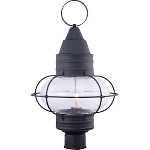 Chatham 1-Light Black Steel Hardwired Outdoor Weather Resistant Coastal Globe Post Light with No Bulbs Included