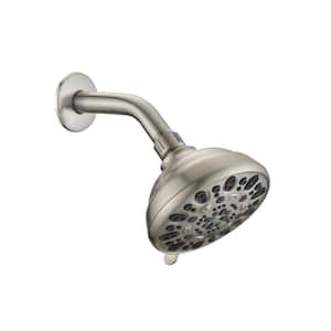 6-Spray Patterns 1.8 GPM 4.72 in. Wall Mount Fixed Shower Head with Easy To Install in Brushed Nickel