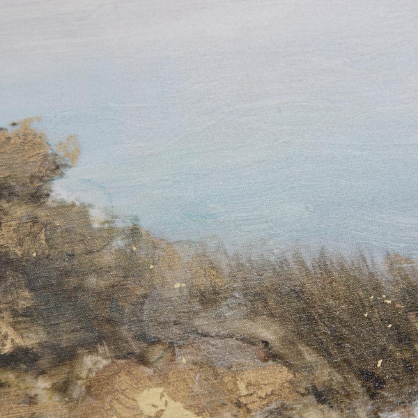 Lake Walk Multi Abstract Landscape Framed Canvas Wall Art