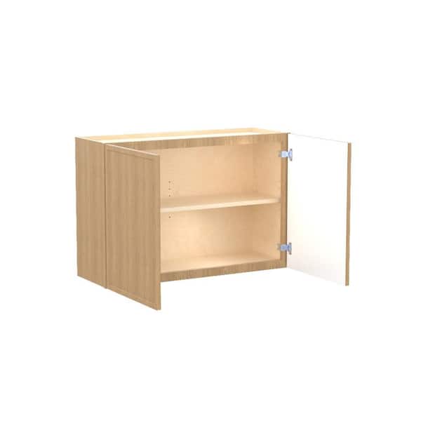 Home Decorators Collection Franklin 36 in. W x 12 in. D x 24 in. H Assembled Plywood Wall Bridge Kitchen Cabinet in Vanguard Oak with Soft Close