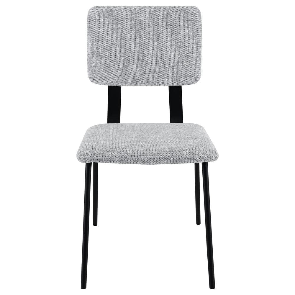Gray Upholstered Ladderback Side Chair with Wood and Metal Frame