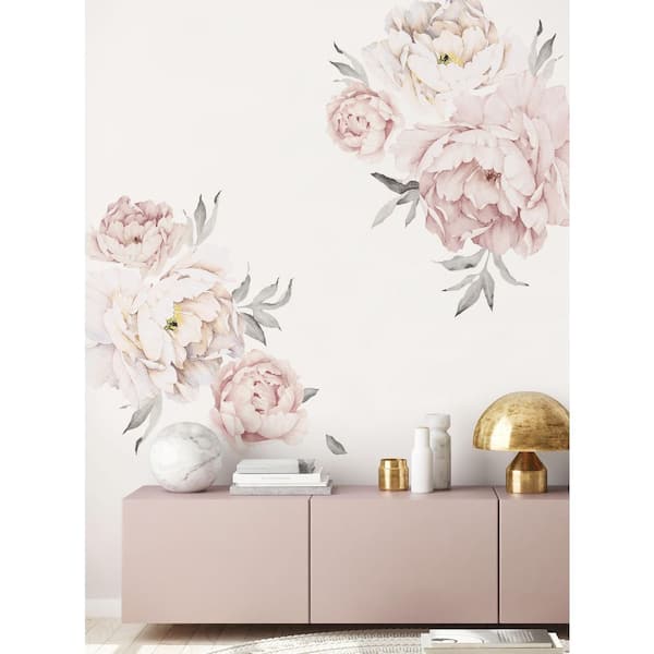 Unbranded Blushing Peonies Vinyl Wall Sticker Flowers Wall Mural (Set of 6)