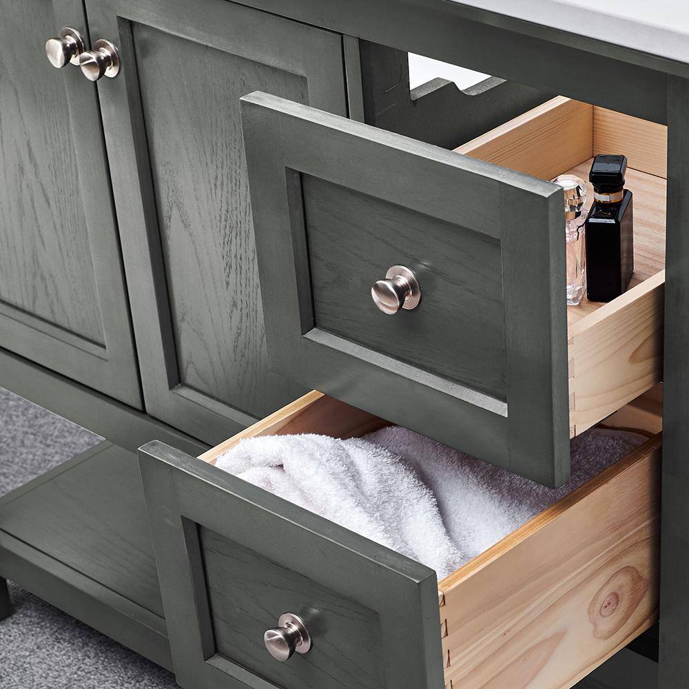 Gray 42" Solid Wood Bathroom Vanity Set with Mirror