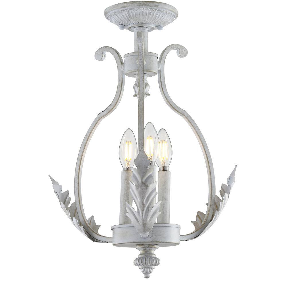 Antique White Metal LED Semi-Flush Mount Light