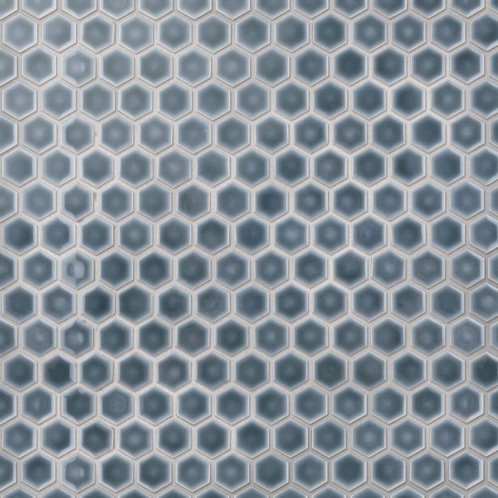 Merola Tile Hudson 1 in. Hex Storm Grey 11-7/8 in. x 13-1/4 in