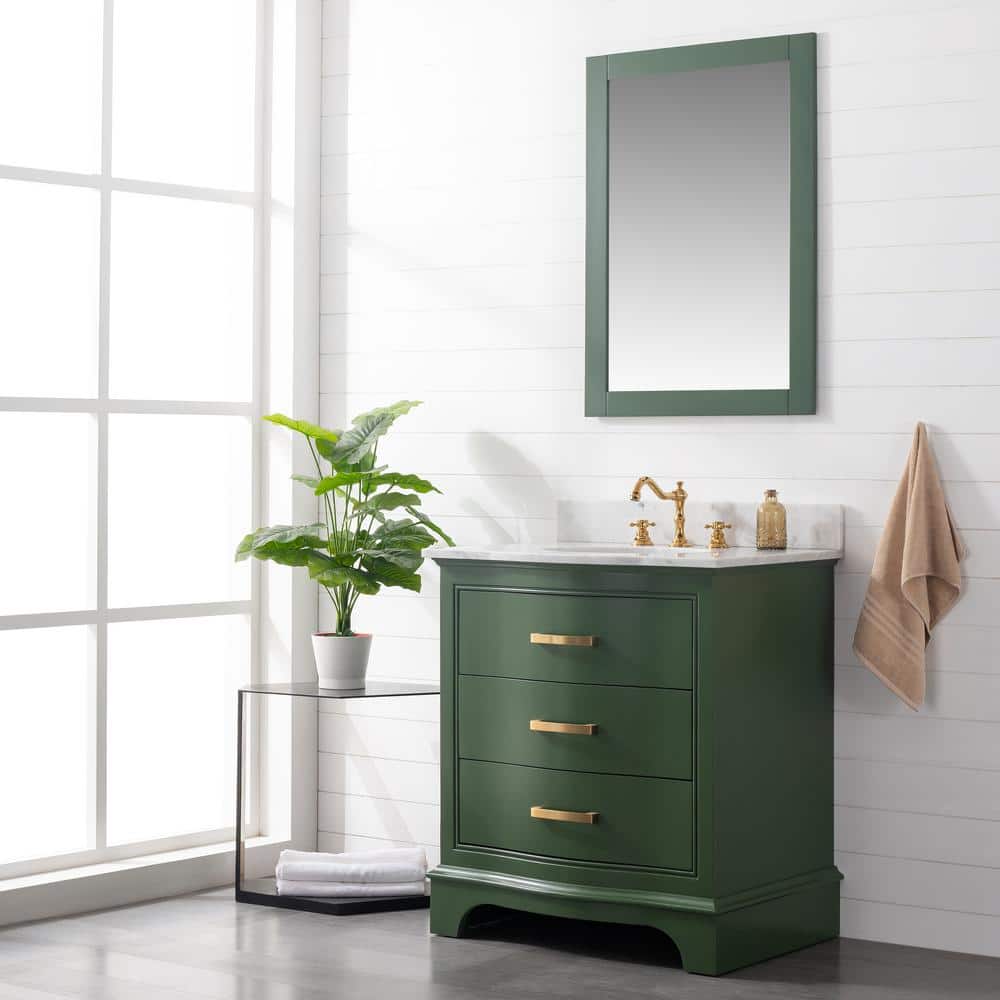 Evergreen Solid Wood Freestanding Vanity with Marble Top