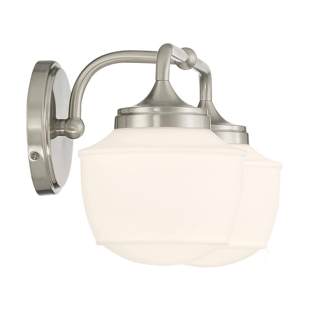 Cornwell Brushed Nickel and Opal Glass 2-Light Bath Vanity