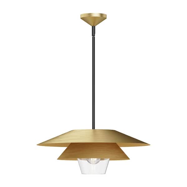ALORA MOOD Tetsu 20 in. 1 Light 60-Watt Brushed Gold/Clear Glass Pendant Light
