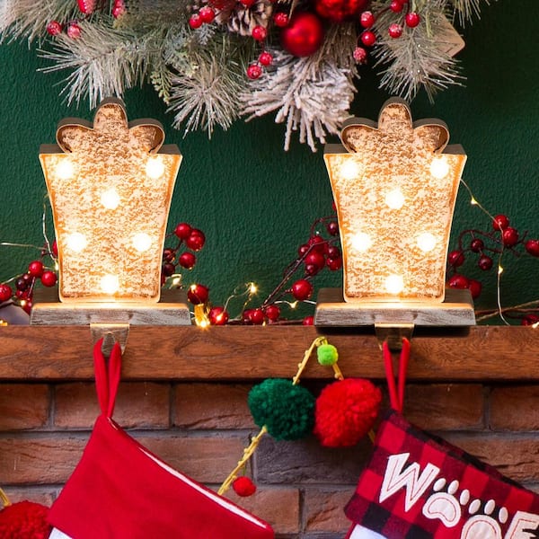 Glitzhome Marquee Led Wooden Metal Gift Box Stocking Holder 2 Pack 2005000027 - Stocking Holder Decorative Box Home Depot Glitzhome Marquee Led Wooden Metal Gift Box Stocking Holder 2 Pack 2005000027 - Stocking Holder Decorative Box Home Depot
