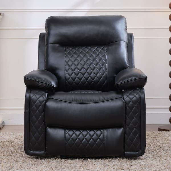 Black Manual Faux Leather Recliner Chair, Comfy Recliner Single Sofa Chair for Living Room Bedroom