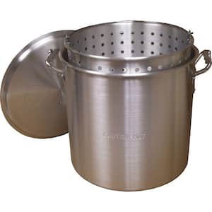 160 qt. Aluminum Stock Pot in Silver with Lid