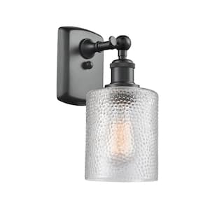Cobbleskill 1-Light Matte Black Wall Sconce with Clear Glass Shade