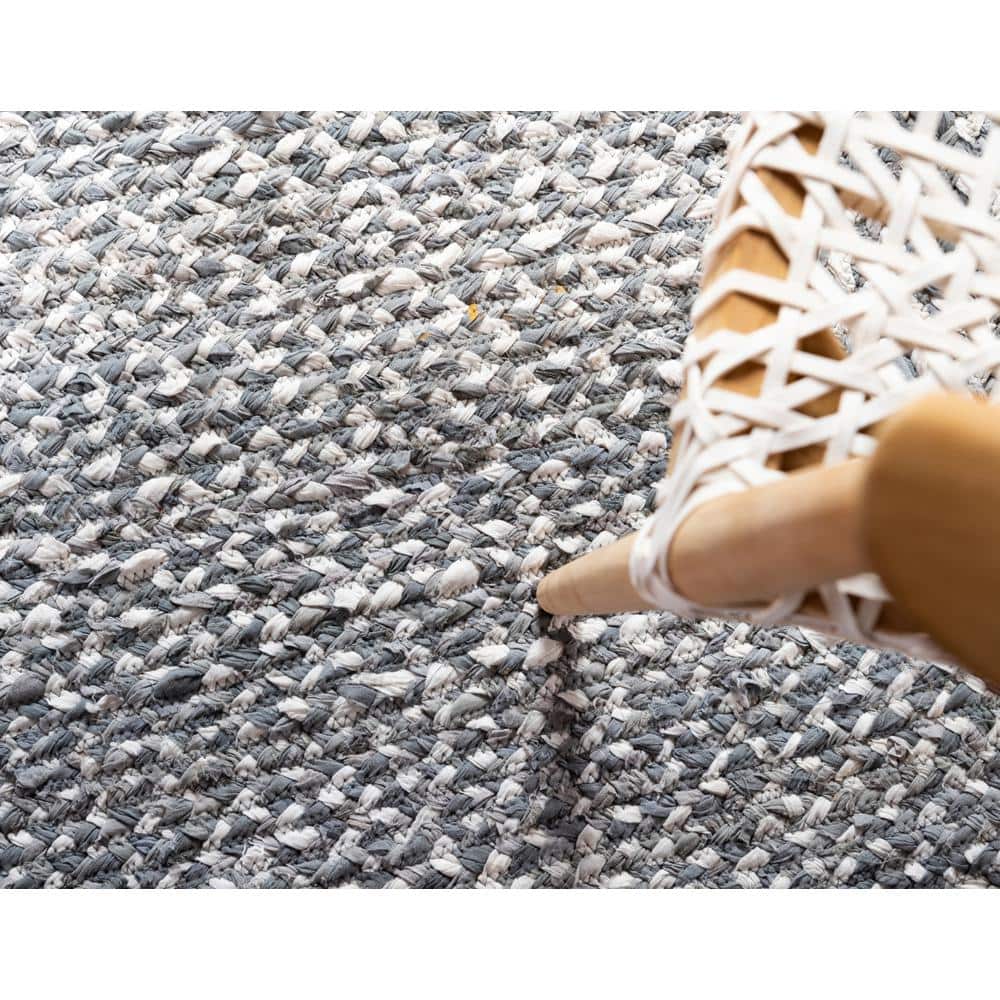 Eco-Friendly Hand-Braided Gray Chindi Rug 2' x 3'