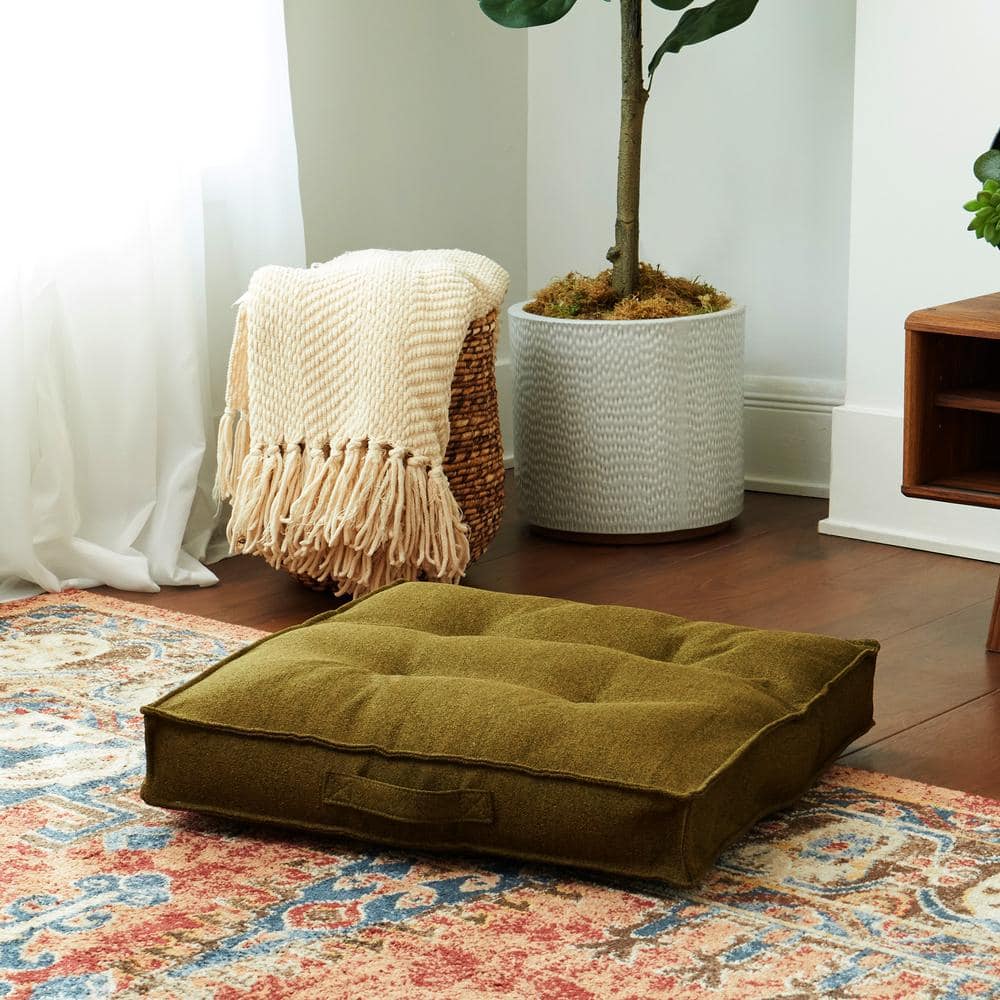 Greendale 24" Square Tufted Polyester Floor Pillow