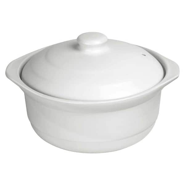 Ceramic 1.9 qt. Clay Stock Pot Nonstick Earthenware Casserole with Lid in Natural Color for Gas and Electric Stovetops