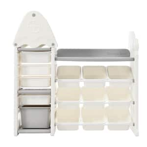 Gray Multi-functional Kids Toy Storage Organizer with 14 Bins