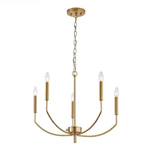 Athens Five Lights Chandelier Aged Brass Finish