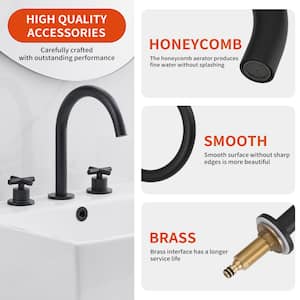 8 in. Widespread Double Handle High Arc Spout Bathroom Faucet in Matte Black