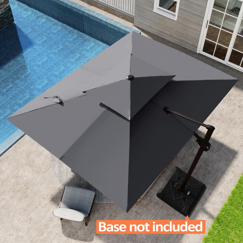 Dark Gray Rectangular Cantilever Patio Umbrella with Metal Pole