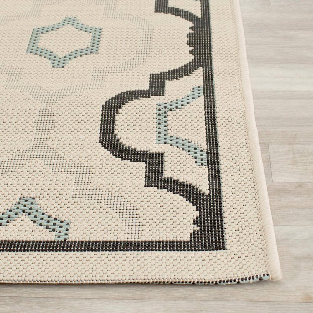 Beige and Black Synthetic Flat Woven 2'4" x 14' Runner Rug