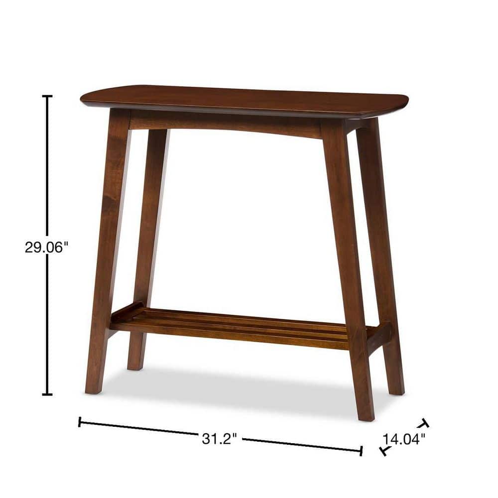 Sacramento Dark Walnut Mid-Century Console Table with Storage Shelf