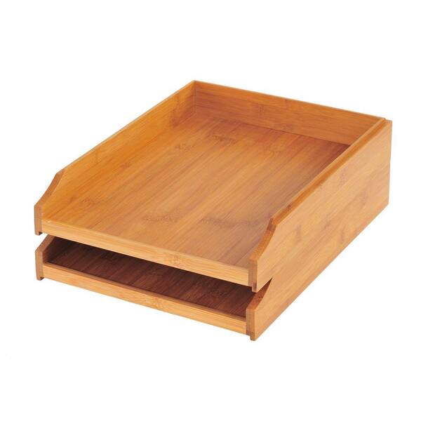 Buddy Products 2 Tier Bamboo Letter Tray Bb 009 The Home Depot