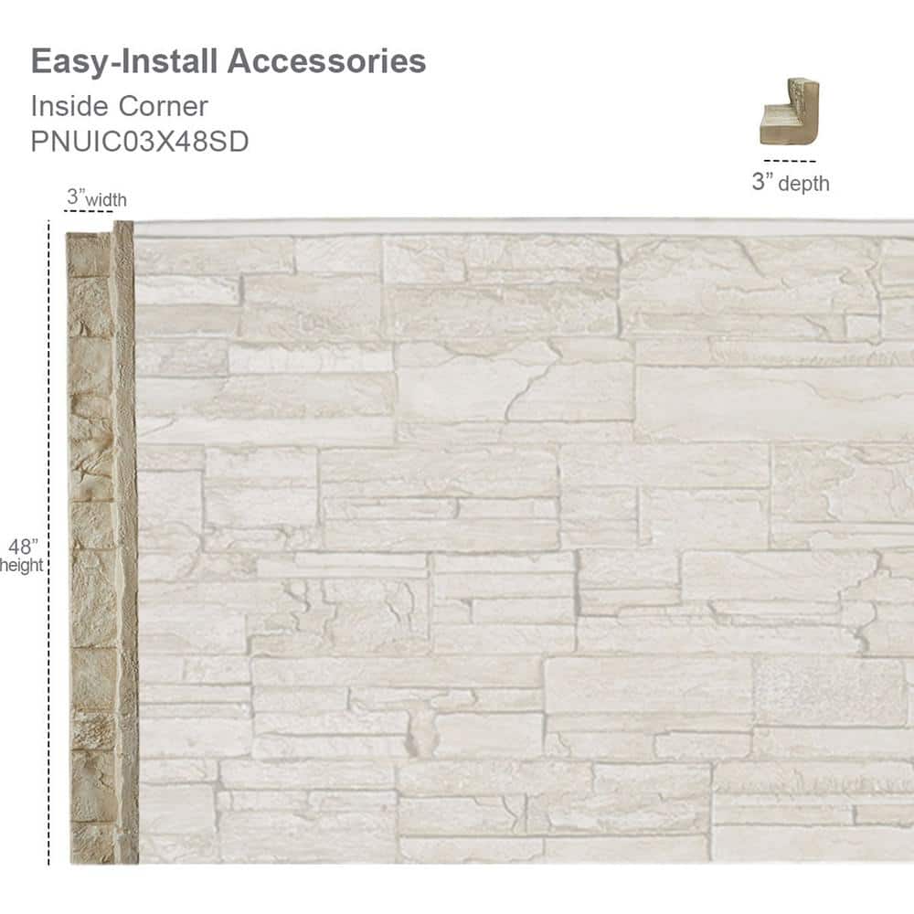 Canyon Brown Faux Stone Siding Panel Inside Corner 3" x 48"