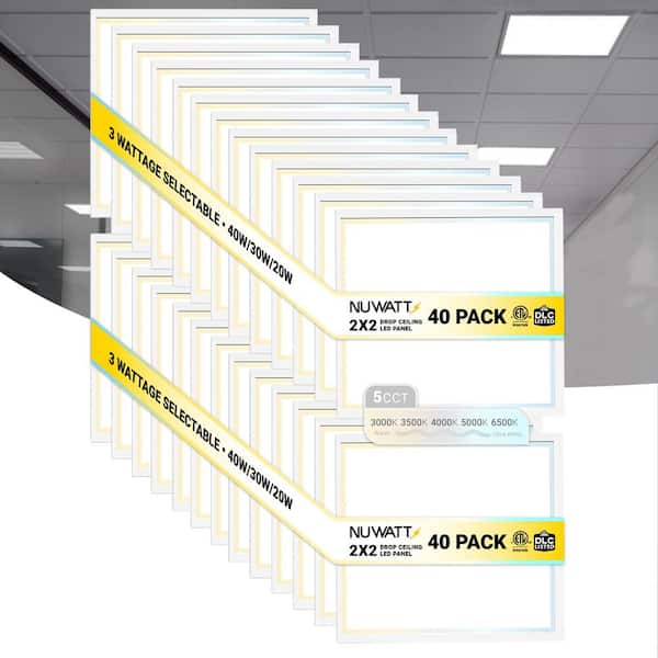 2 ft. x 2 ft. Drop Ceiling Backlit Integrated LED Panel 5CCT 30K-65K Color & Lumens Selectable Dimmable 120-277V (40PK)