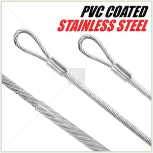 1/8 in. x 12 ft. Stainless Steel Vinyl Coated Extension Wire Rope W/Looped Ends for Triangle Sun Shade Sails (3-Pieces)