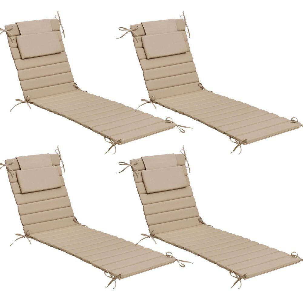 71 in. x 21 in. Outdoor Chaise Lounge Cushions w/ Pillows and Straps 4 Pieces Replacement Patio Chair Cushions in Beige price history on PriceWatchPro