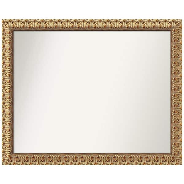 Amanti Art Florentine Gold 31.5 in. W x 25.5 in. H Rectangle Non-Beveled Wood Framed Wall Mirror in Gold