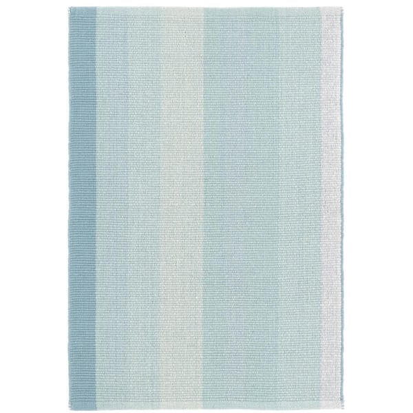 Shore Stripe Handwoven Cotton Sky Blue 3 ft. x 12 ft. Indoor Runner Rug